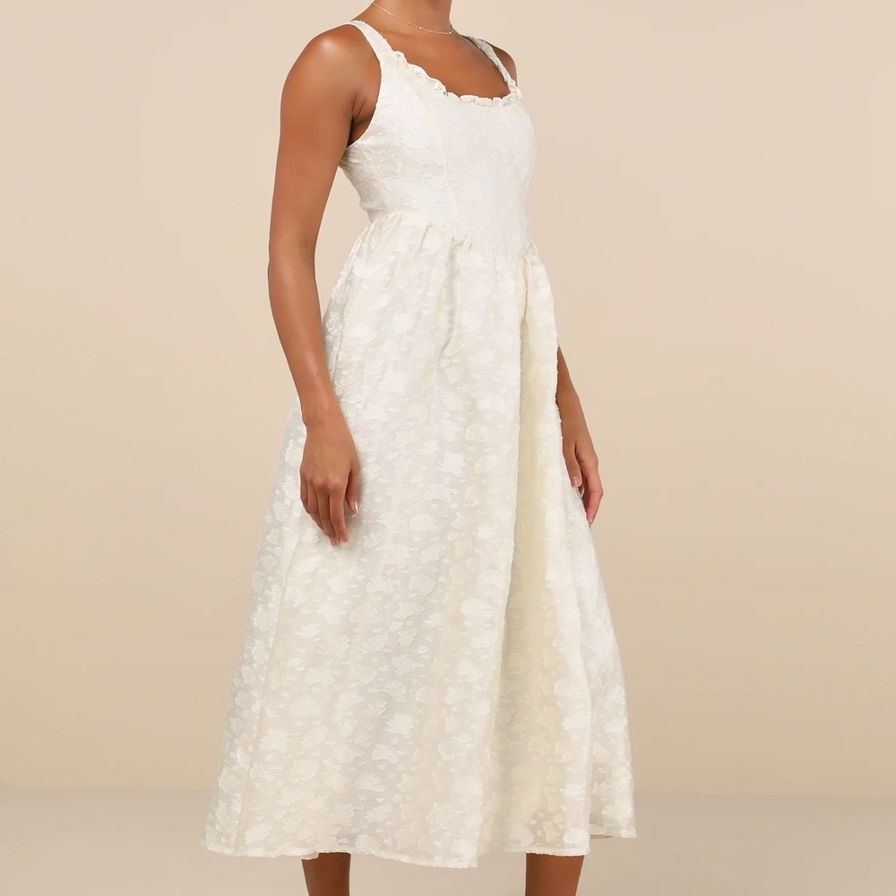 Lulu's Cream Lace Midi Dress